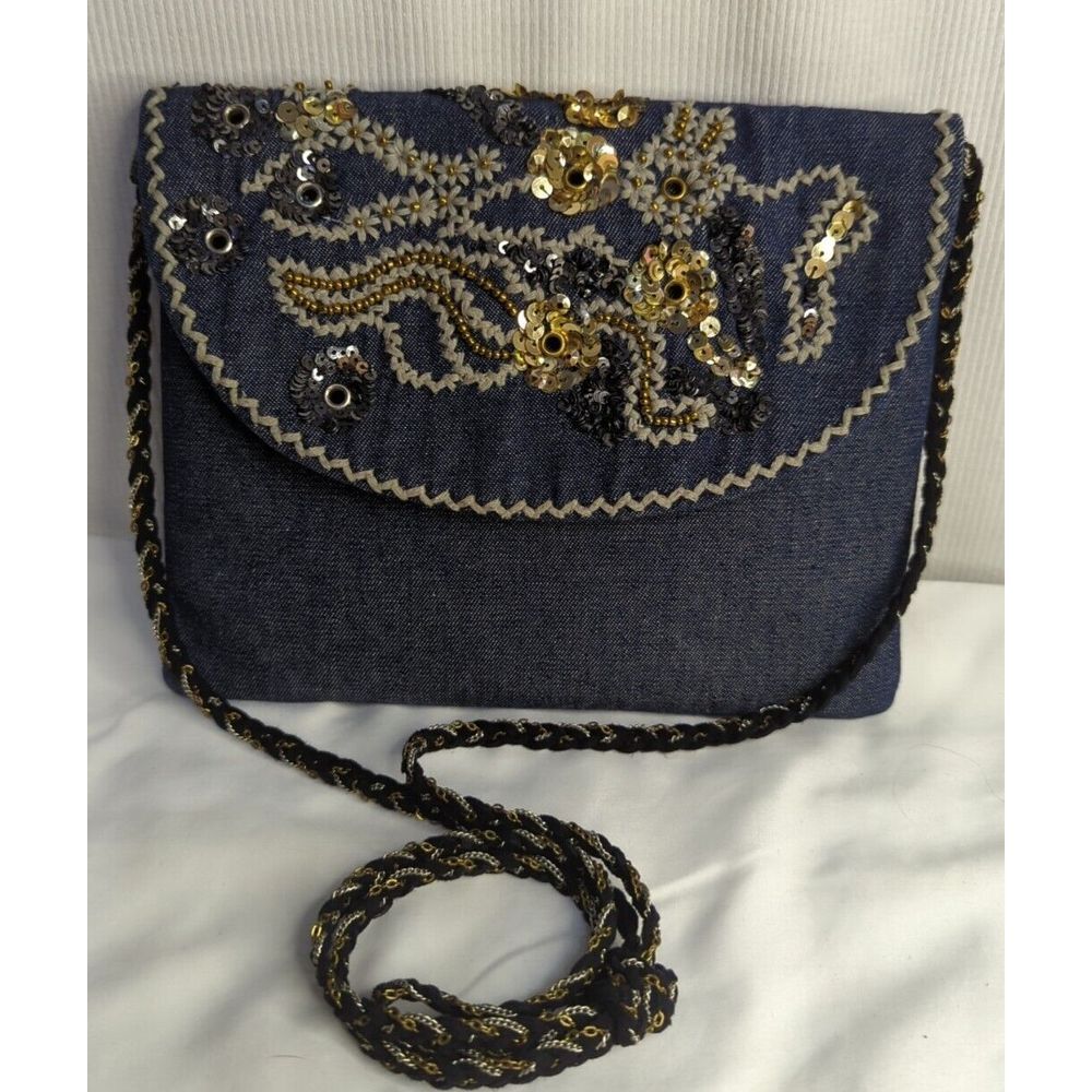 Vintage‎ 90's Denim And Sequins Purse